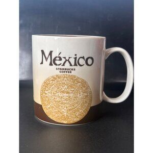 Starbucks Mexico Collector Series Mug 16 Oz Aztec Calendar Design Brown/Beige  2